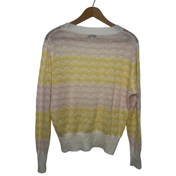 FRNCH Linette Wavy Stripe Wispy Light Knit Sweater Medium - Picture 5 of 14